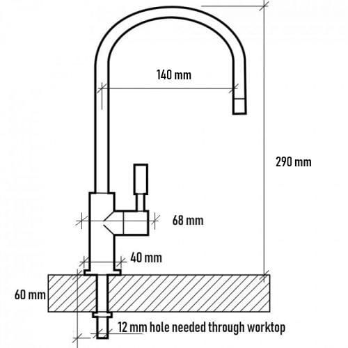 Osmio Swan 304 Stainless Steel Single Dispensing Tap