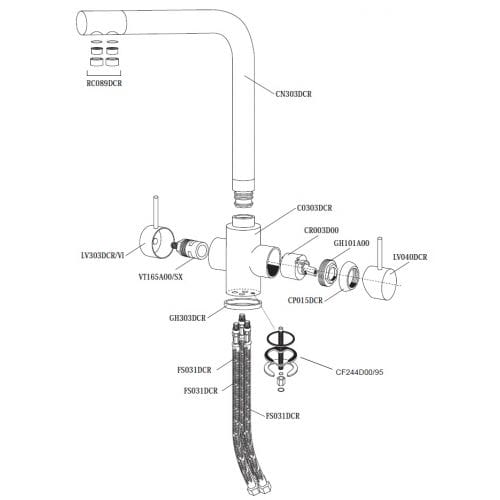 Osmio Mariella Chrome 3-Way (Tri-flow) Kitchen Tap