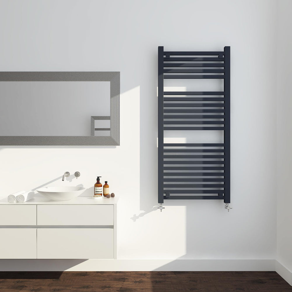 22 Bar Straight Ladder Towel Rail Radiator With Scilly Anthracite (1200mm x 500mm)