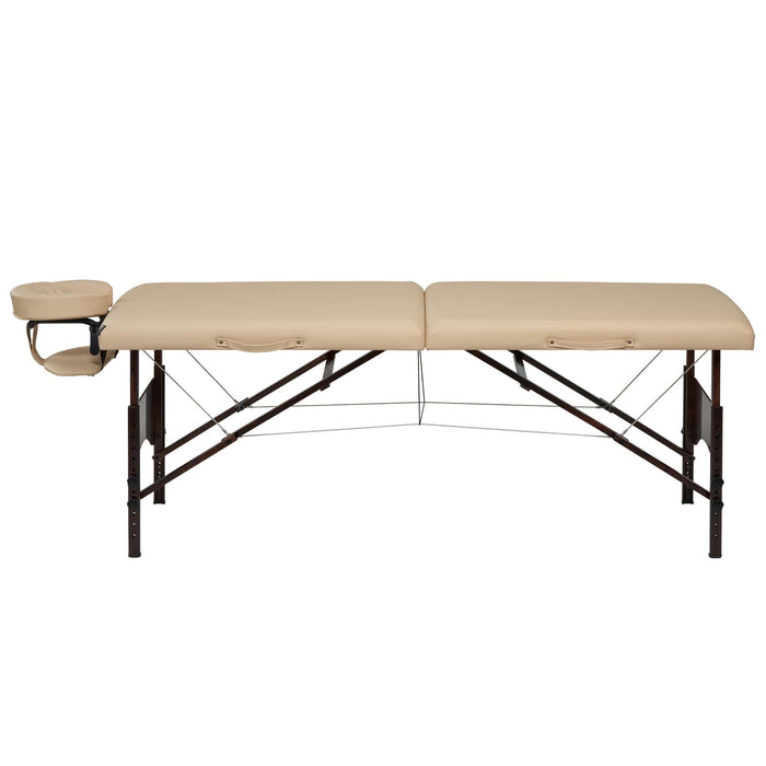 Master Massage 70cm Price Competitive Argo Portable Massage Table Package in Cream w/ Walnut Legs