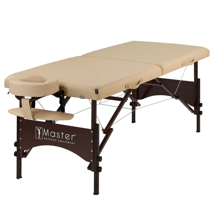 Master Massage 70cm Price Competitive Argo Portable Massage Table Package in Cream w/ Walnut Legs