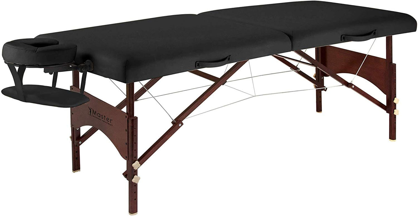 Master Massage 70cm Price Competitive Argo Portable Massage Table Package in Cream w/ Walnut Legs