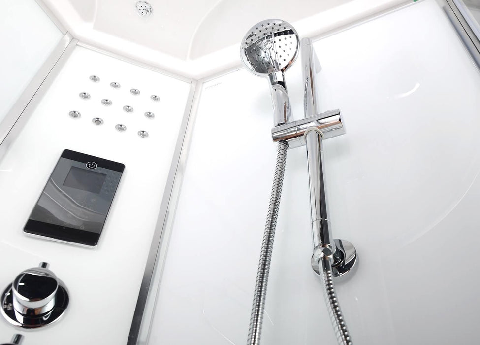 LWSL04 White Quadrant Steam Shower Cabin & EasyFit Fast Build Enclosure (900mm x 900mm)