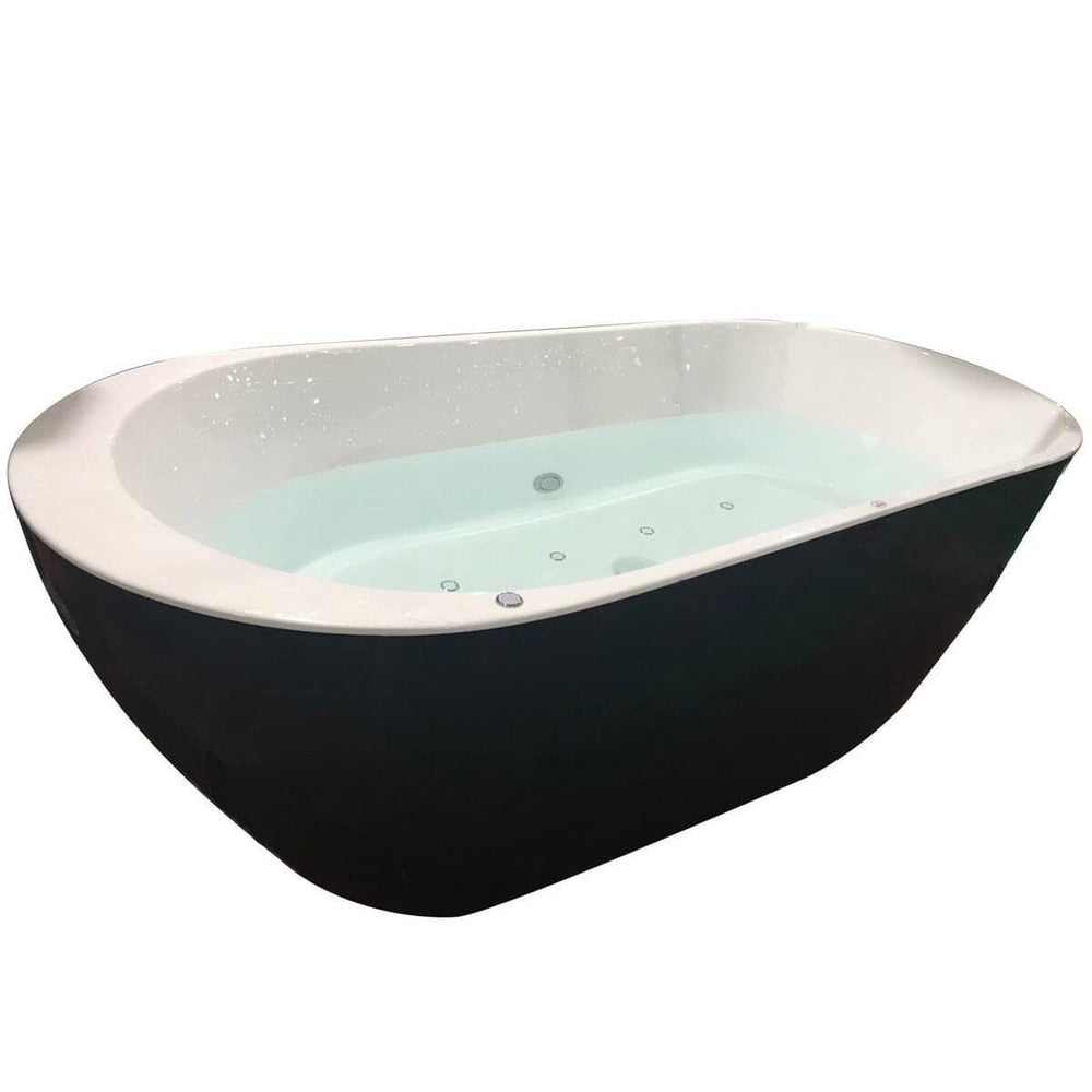 Colombo Double Ended Black Freestanding / Whirlpool Bath - 1700mm x 800mm With 20 Spa Jets