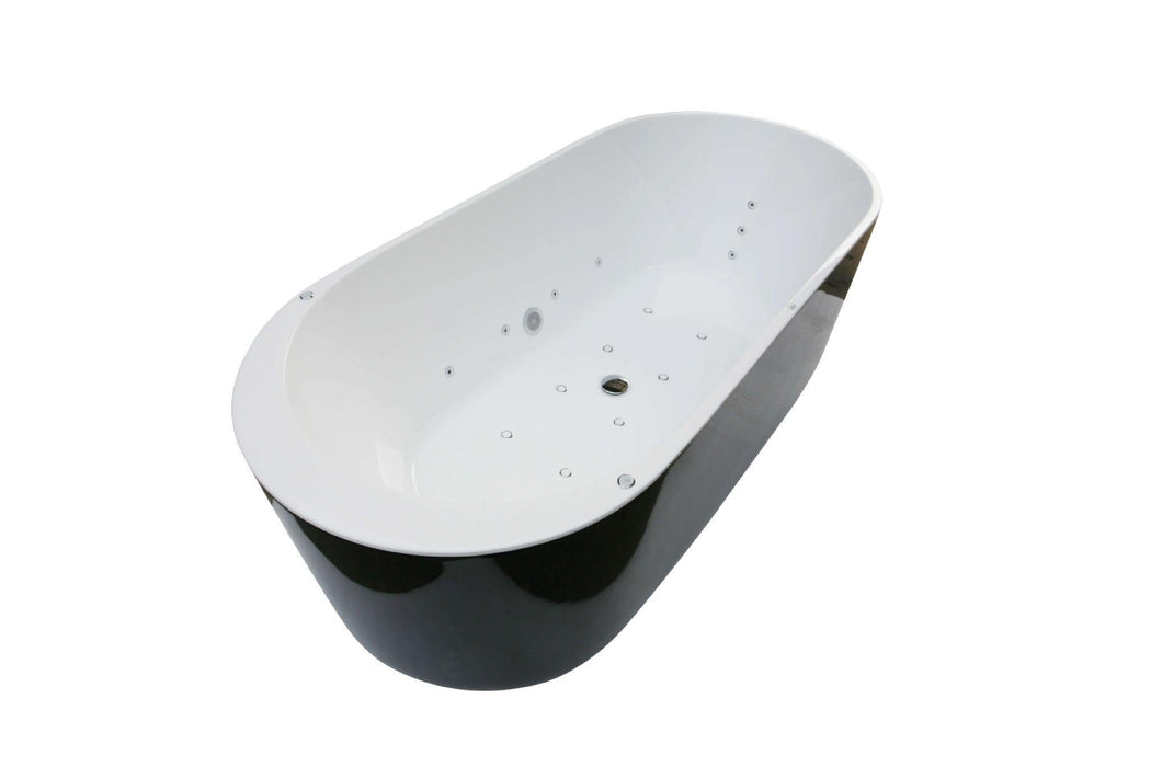 Colombo Double Ended Black Freestanding / Whirlpool Bath - 1700mm x 800mm With 20 Spa Jets