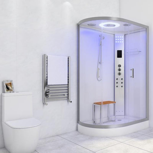 LW18 Right Handed White Offset Quadrant Enclosure & Steam Shower Cabin (1200 x 800)