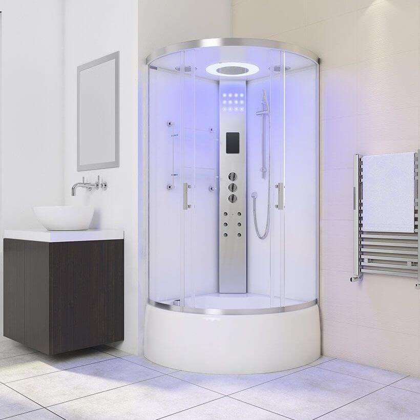 LW4 900mm x 900mm White Quadrant Steam Shower