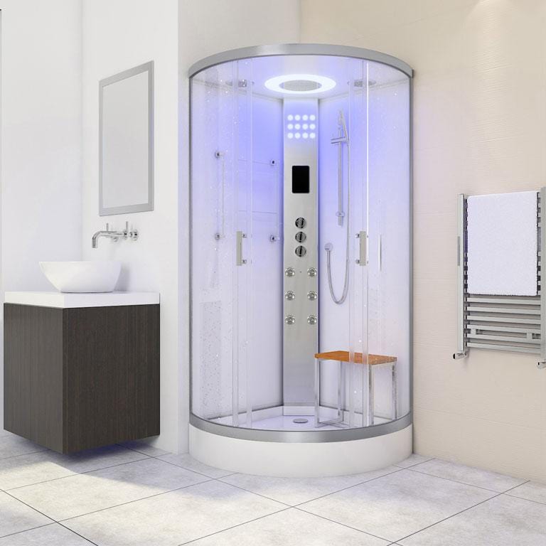 LW11 White 900mm x 900mm Quadrant Hydro Shower Cubicle