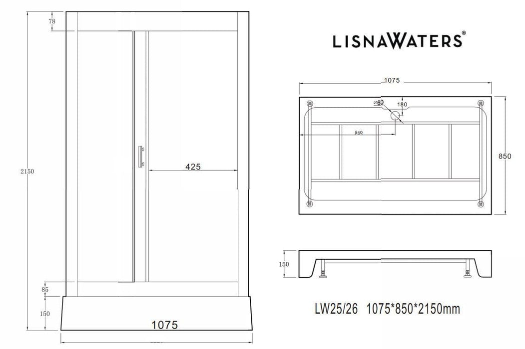 LW26 White Steam Shower Enclosure (1075mm x 850mm)