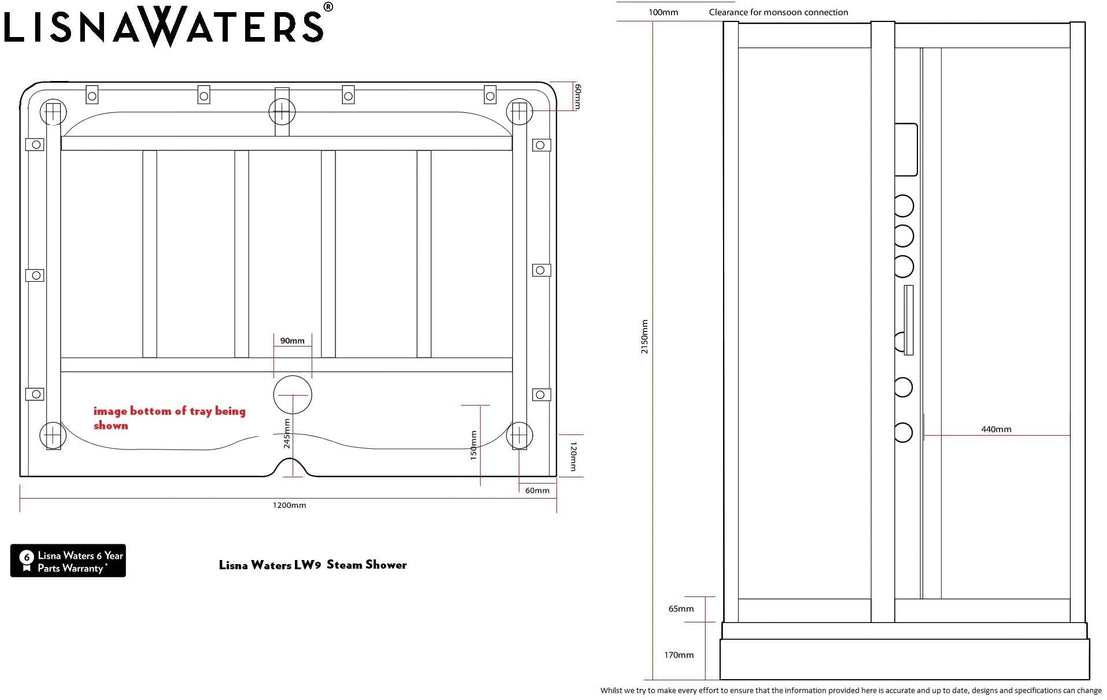 LW9 White 1200mm x 900mm Steam Shower Enclosure