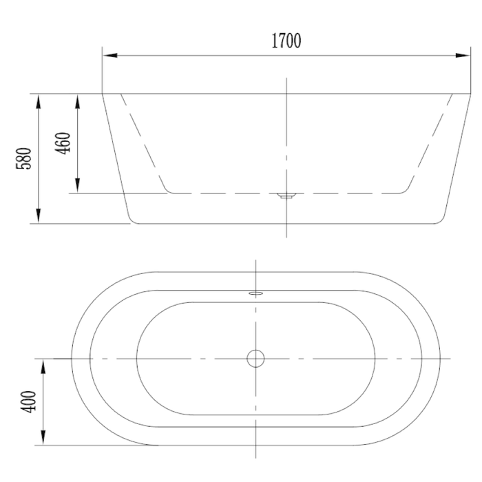 LWS220 - Double Ended Curve White Freestanding Bath (1700mm x 800mm)