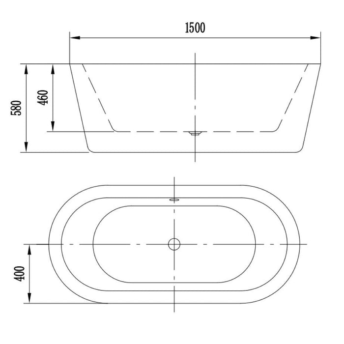 Lisna Waters - Curved White Double Ended Small Freestanding Bath (1500mm x 800mm)